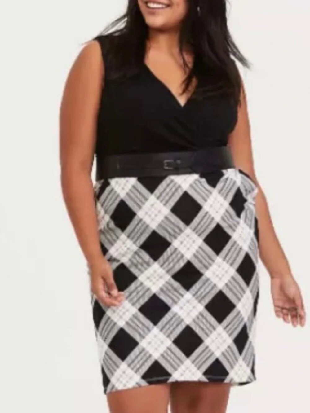 NWT Torrid Black Plaid Ponte Jersey Midi Dress